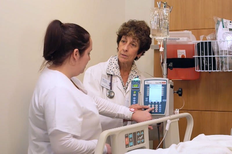 Madonna nursing instructor with student and equipment