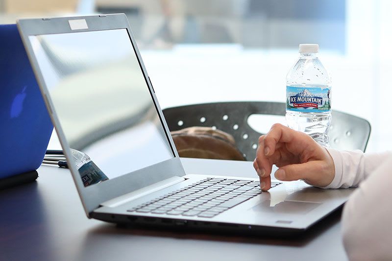 Nursing student using laptop