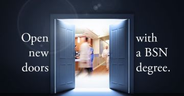 Open new doors with a BSN degree - door opening to hospital