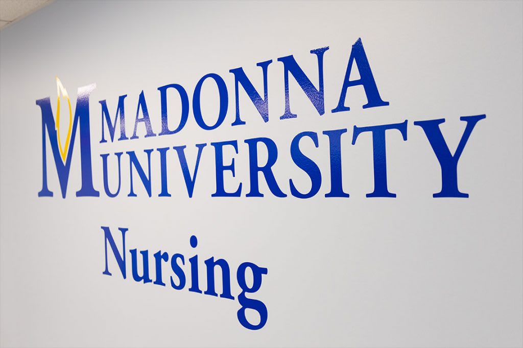 Madonna University Nursing wall sign