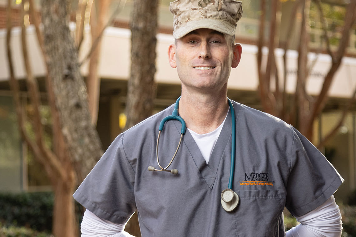 military nursing student wearing military hat