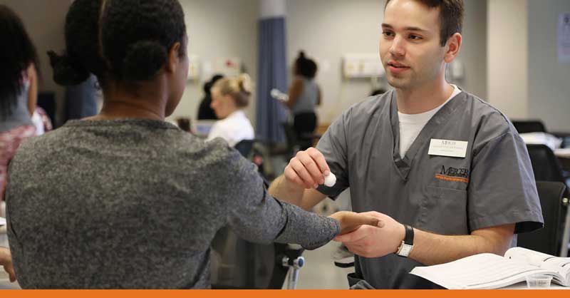Mercer ABSN students in skills lab