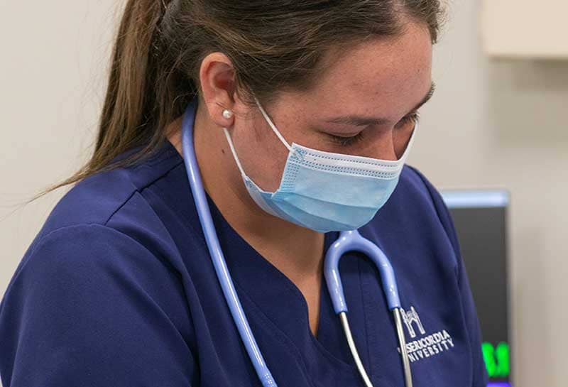 Misericordia University nursing student wearing medical mask