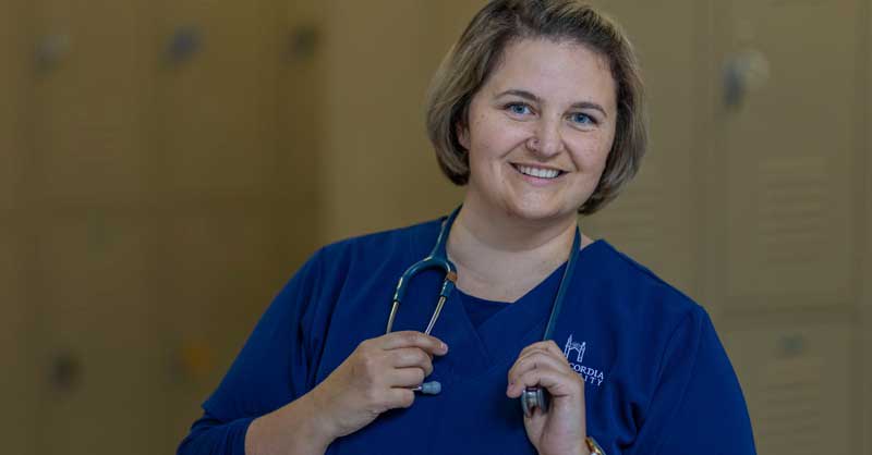 Misericordia ABSN student with stethoscope