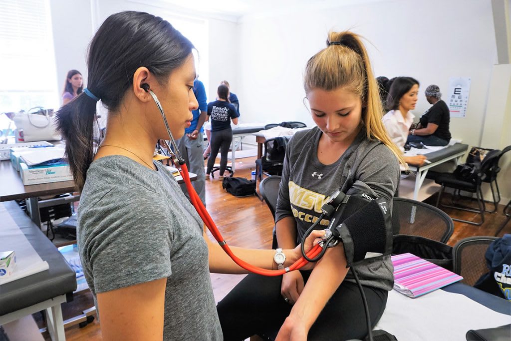 Nursing students in stethoscope