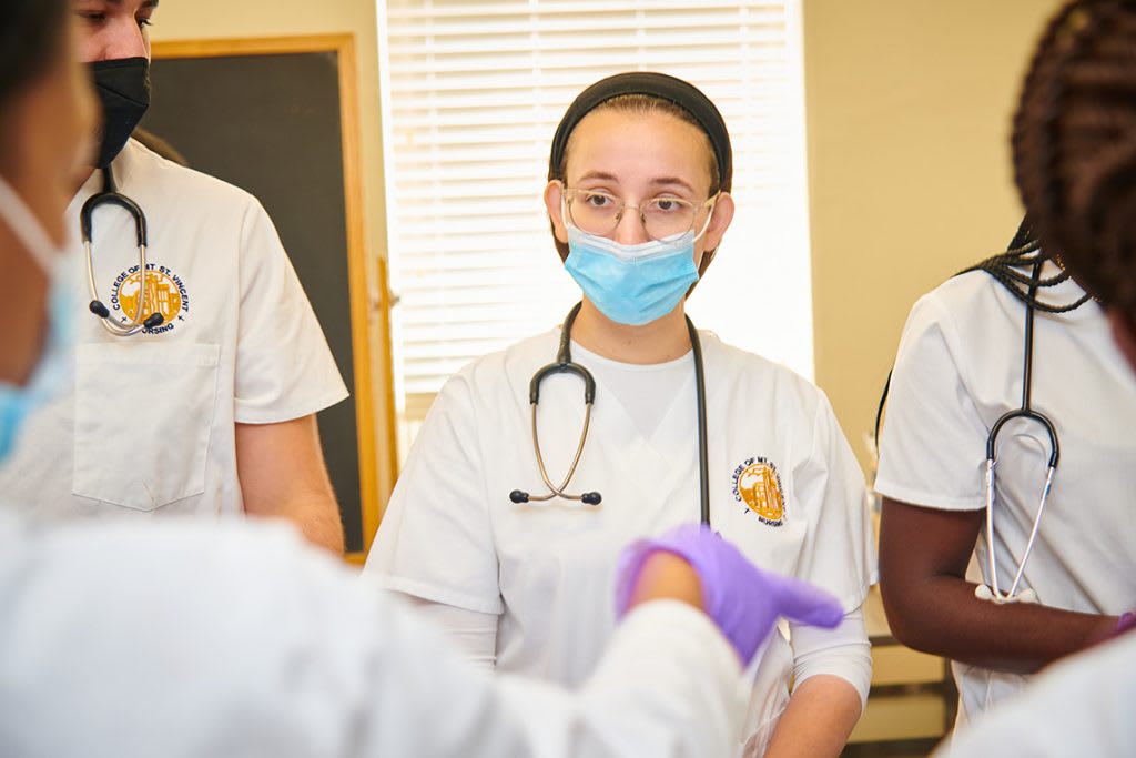 CMSV nursing student getting instructions