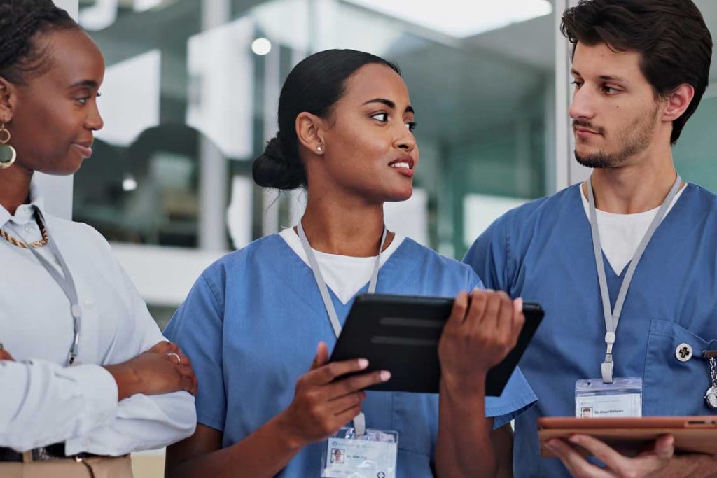 group of nurses and healthcare staff