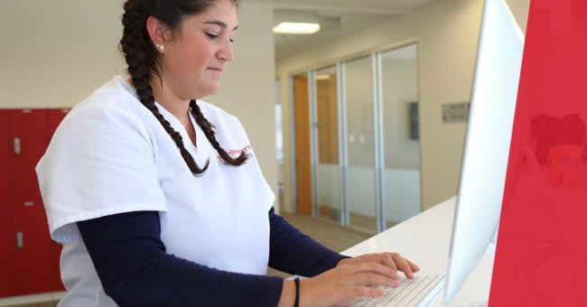 Northeastern ABSN student using computer