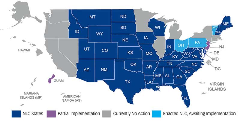 NLC Status - USA map