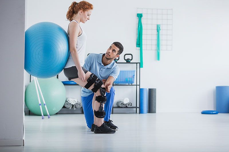 Physical Therapy - Patient with leg brace