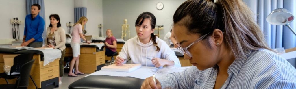 PLU nursing students in lab