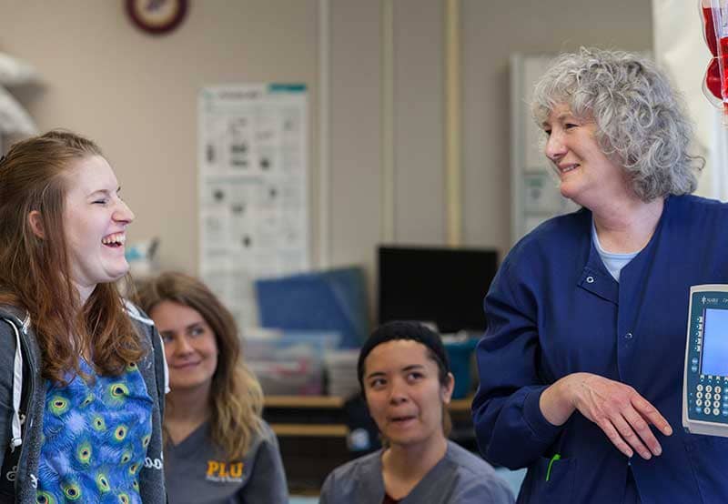 Pacific Lutheran University nursing students with instructor