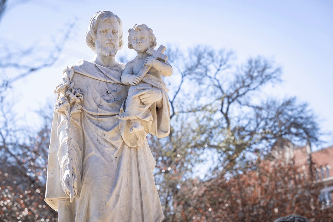 statues outside on UIW's campus