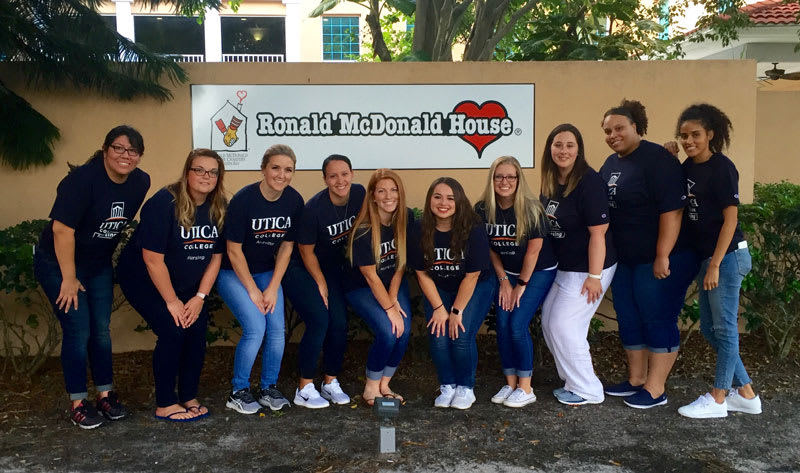 Utica ABSN students at Ronald McDonald House