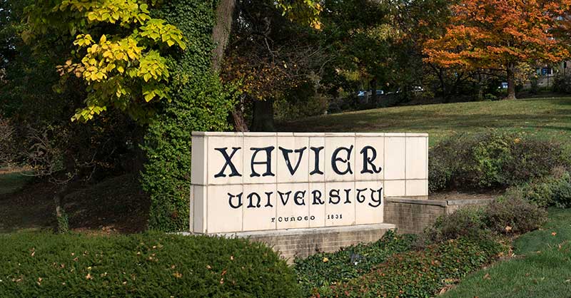 Xavier University campus sign