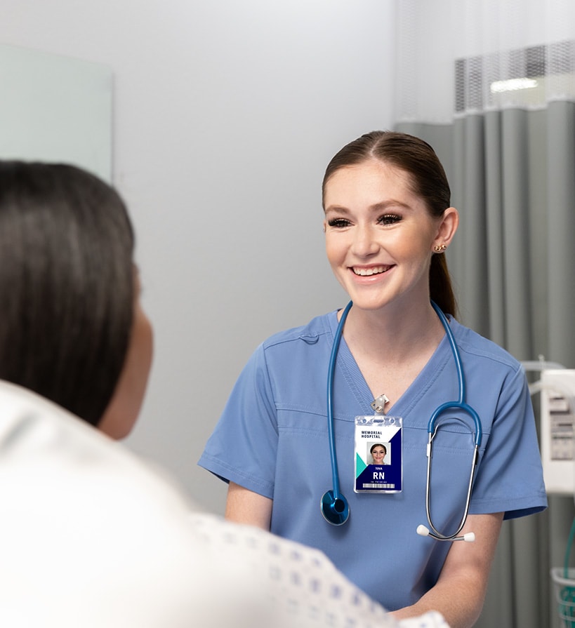 nurse smiling at patient