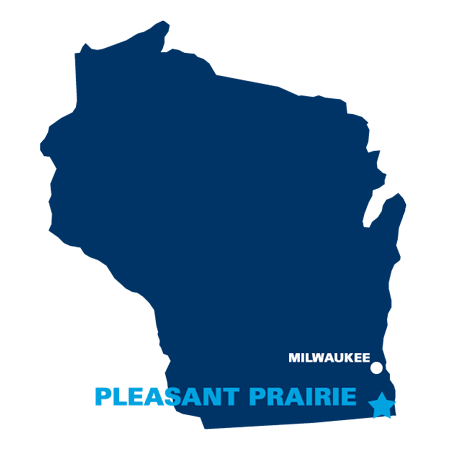 Wisconsin map showing where Pleasant Prairie is
