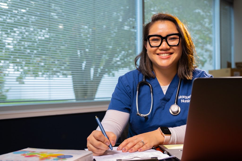 nursing student studying