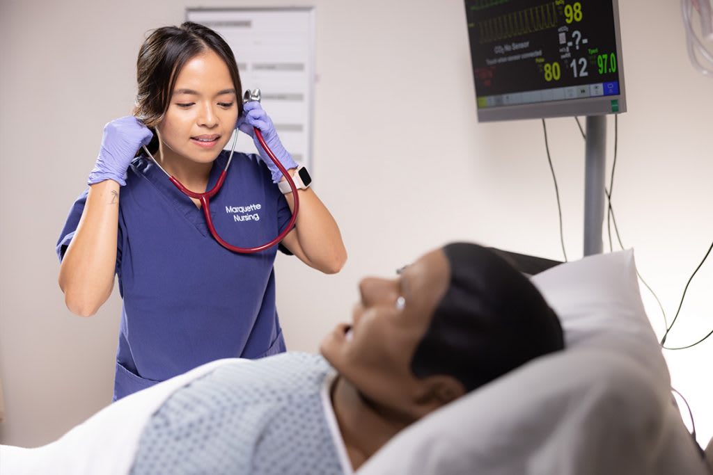 nursing student with stethoscope