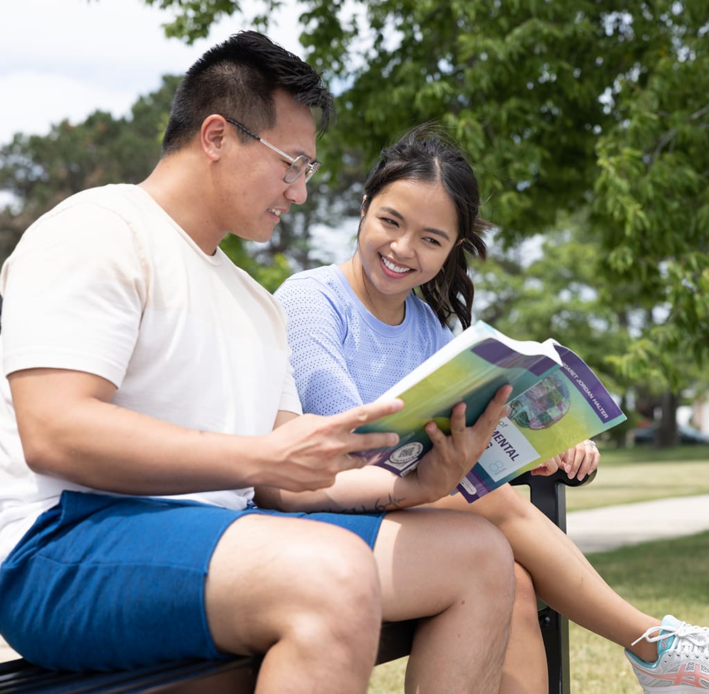 two students working together
