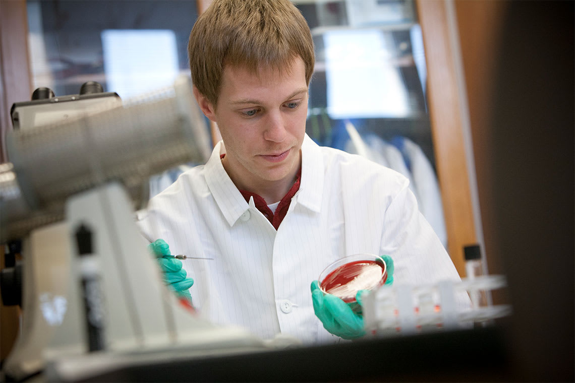 A medical laboratory science student in lab