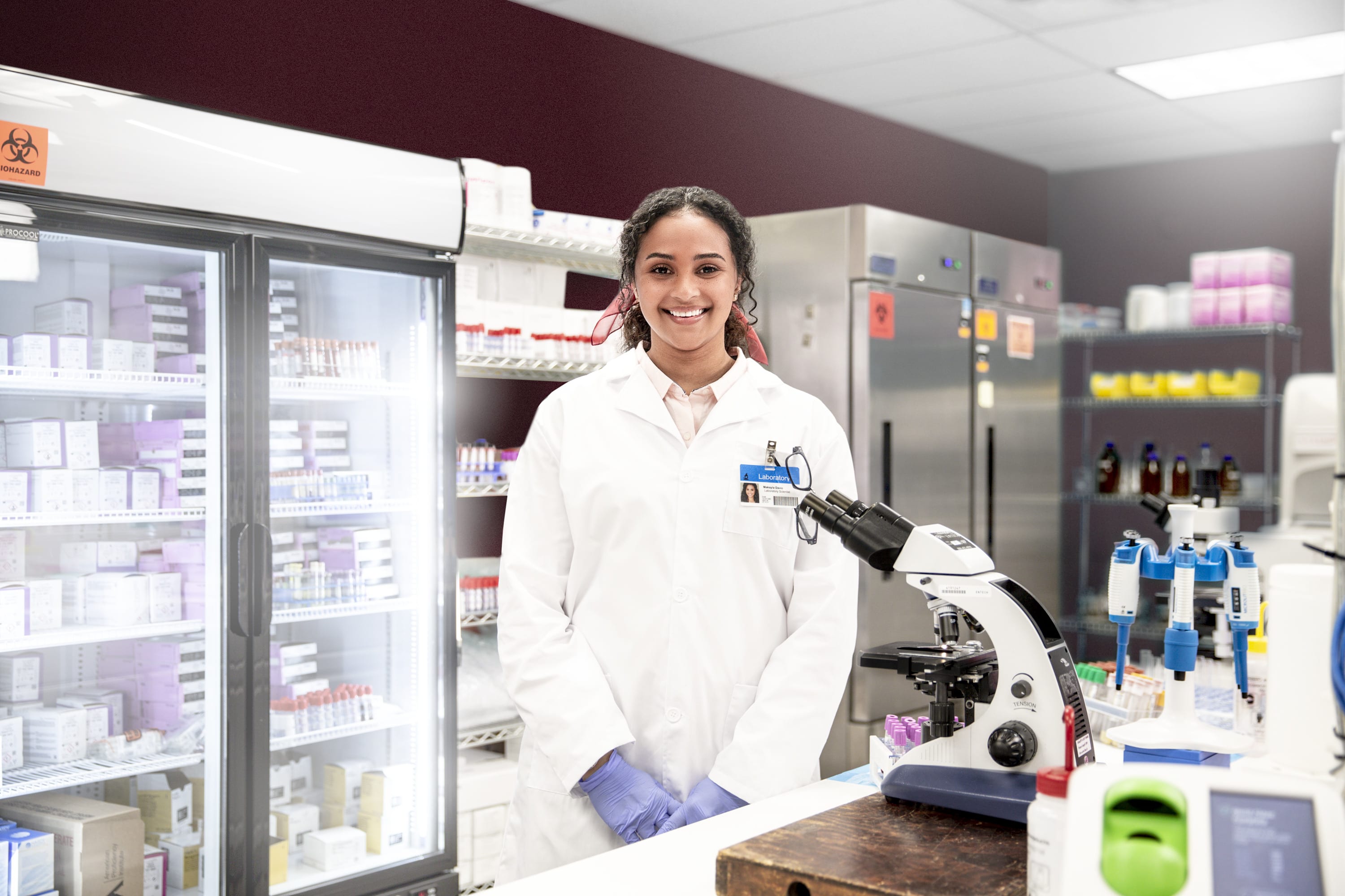 MLS student in laboratory