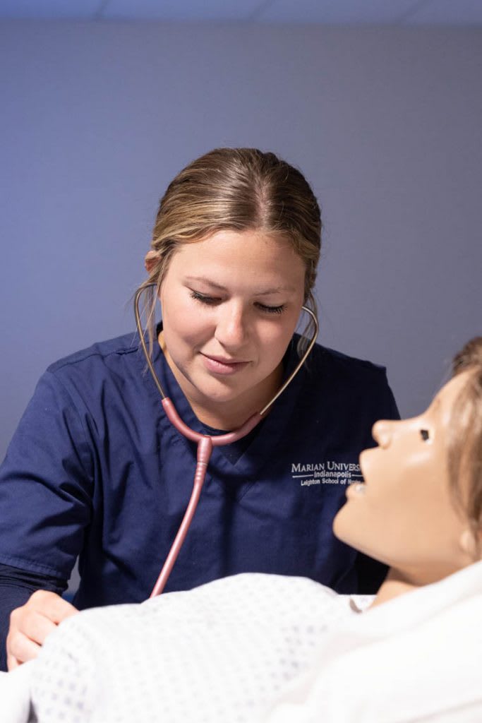 student nurse in skills lab