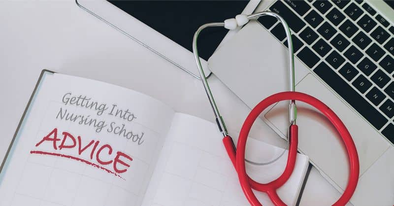Getting into nursing school: Advice - red stethoscope with notebook
