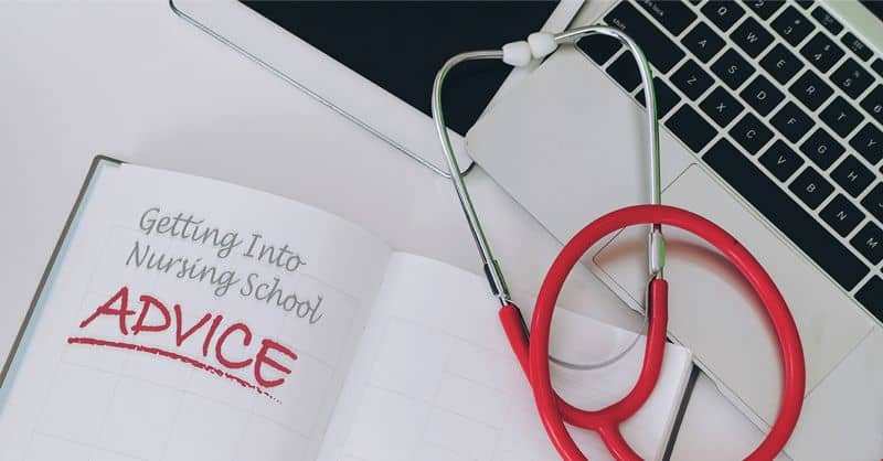 Getting into nursing school: Advice - red stethoscope with notebook