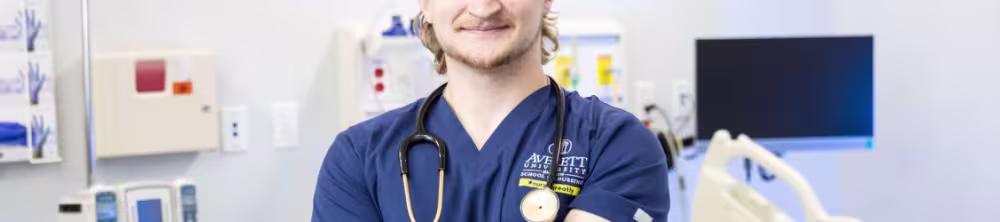 Nursing student in the sim lab