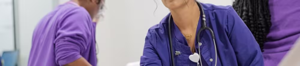 Nursing student in a sims lab