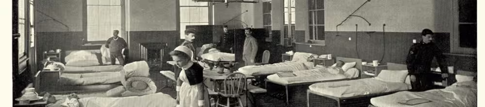 Nurse and patients, Medical Ward, Royal Victoria Hospital or Netley Hospital, Nurse, Victorian Healthcare, 1890s, 19th Century