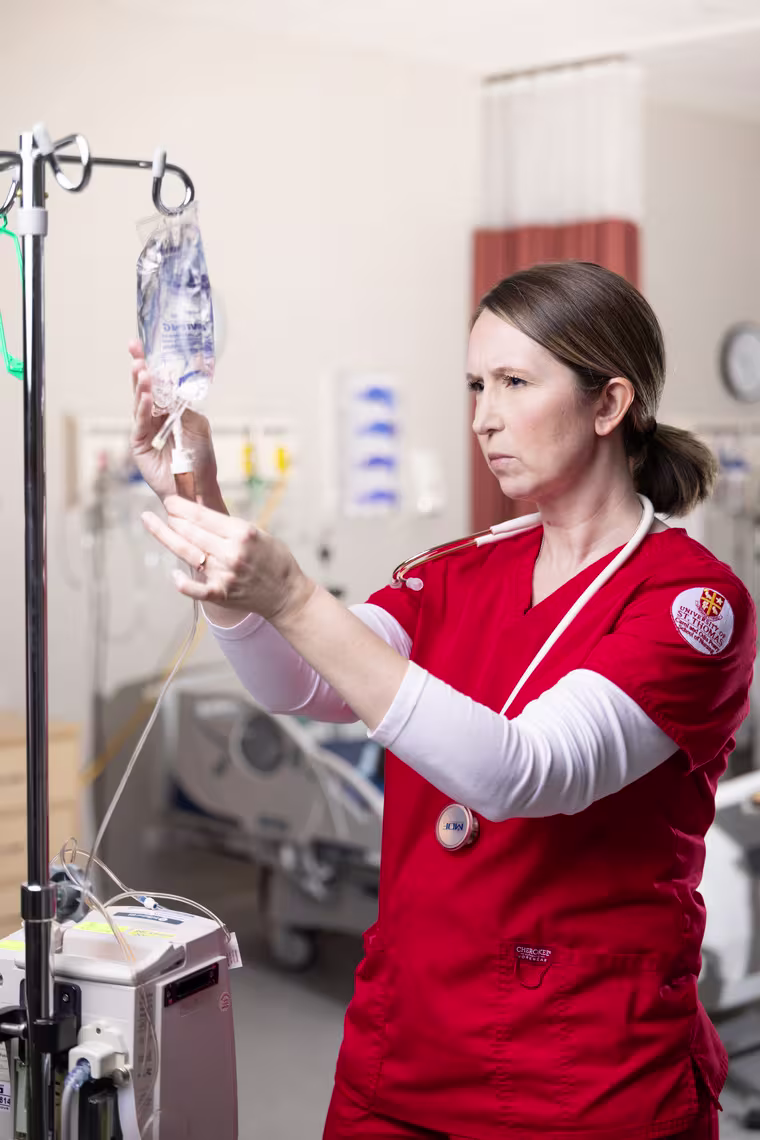 Nursing with an IV bag