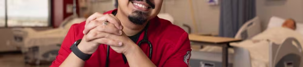 nursing student in sim lab