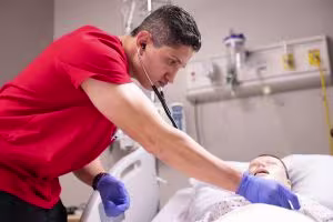 UIW nursing student in sim lab