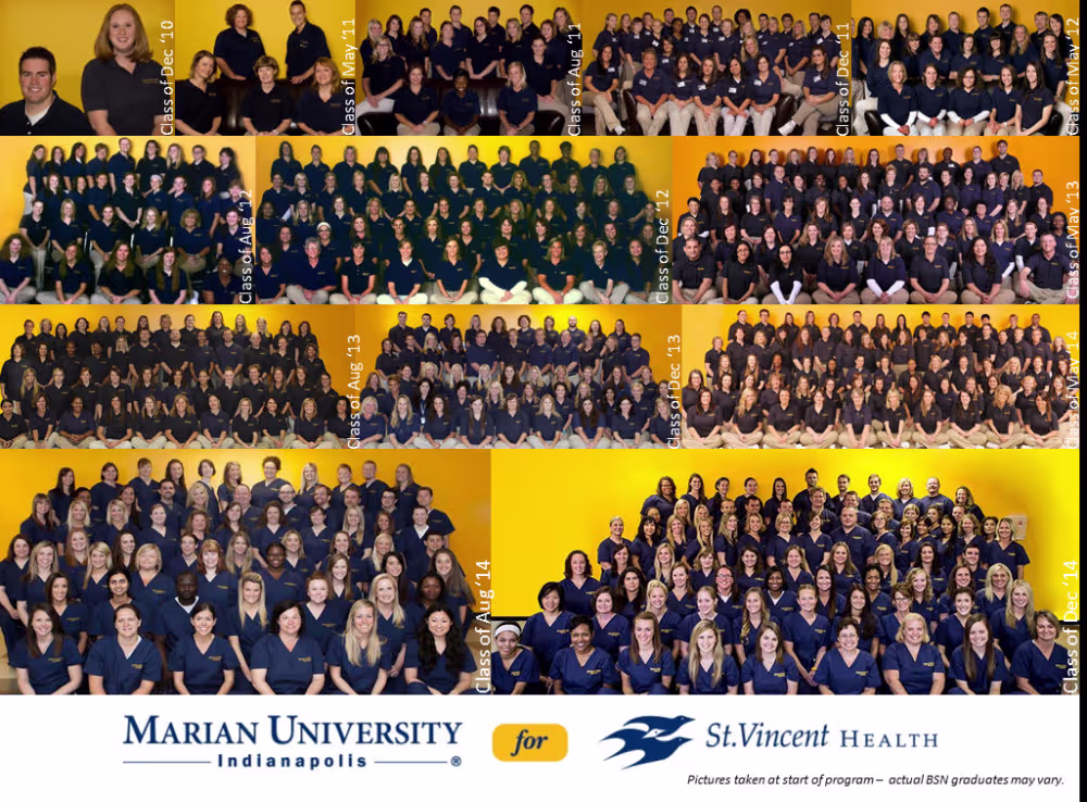 Marian University - Class photos, all cohorts through August 13 start