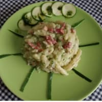 Cavatelli with green sauce and bacon