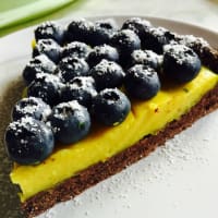 tarta de crema de limón y arándanos