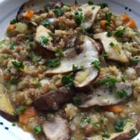 Grass pea soup with mushrooms