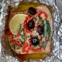 Trout baked in foil