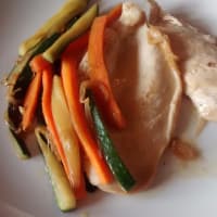 Chicken breast with honey lemon and vegetables