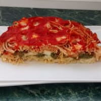 Timballo di spaghetti e fagiolini