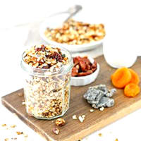 Granola with dried fruit with pitaya