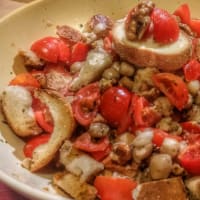 Panzanella with nuts and chickpeas