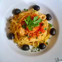 Spaghetti with Mediterranean flavors