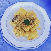 Paccheri di gragnano con genovese di baccalà e granella di tarallo