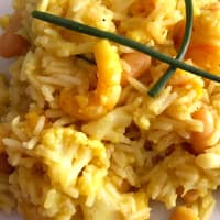 Arroz con coliflor y el camarón