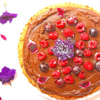 Chocolate tart with sweet potatoes veg and gluten free