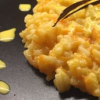 Pumpkin risotto with saffron sauce