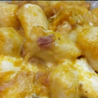 ñoquis de patata, harina de espelta, calabaza, queso y jamón ñoquis de patata, harina de espelta, calabaza, queso y jamón